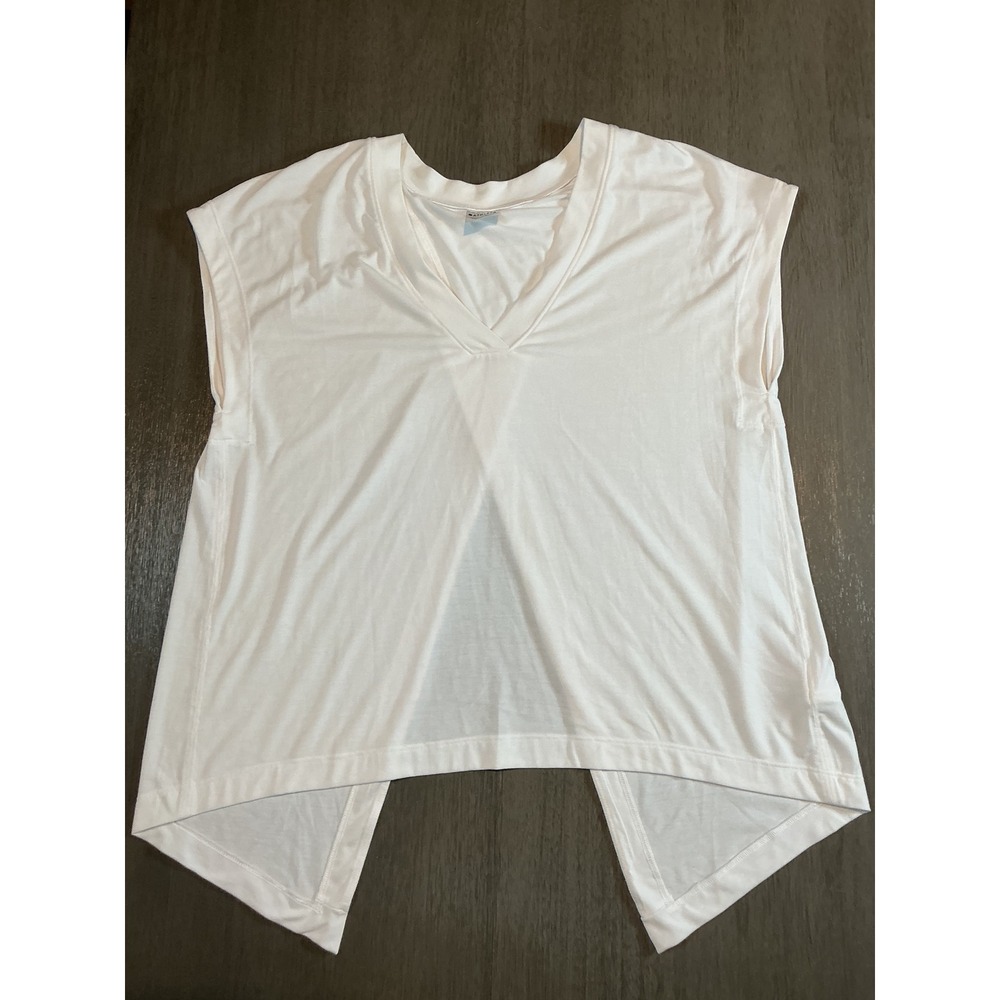 Athleta White Explore Tie Back Tee Top V-Neck Gym Yoga Athleisure Size S